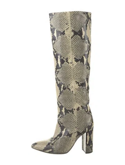 Pre-owned Paris Texas Embossed Leather Animal Print Boots In Neutrals