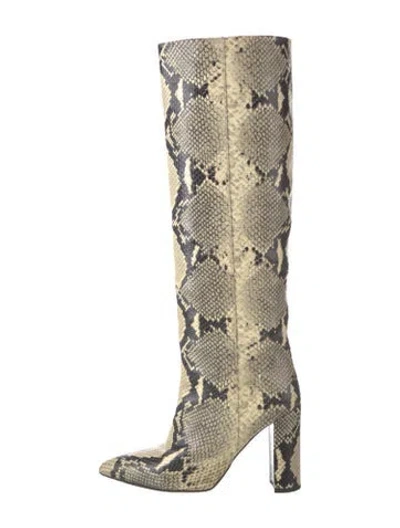 Pre-owned Paris Texas Embossed Leather Animal Print Boots In Neutrals