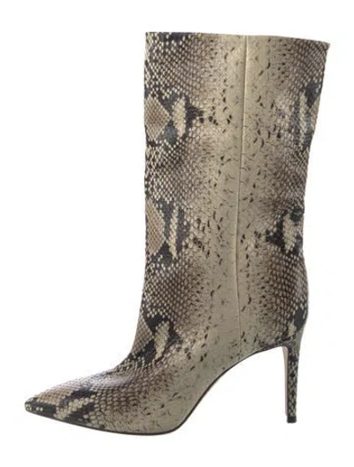 Pre-owned Paris Texas Embossed Leather Animal Print Boots In Neutrals