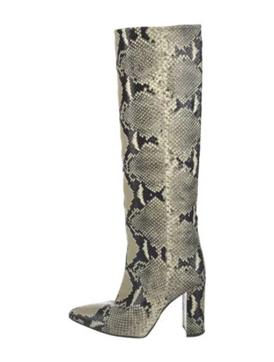 Pre-owned Paris Texas Embossed Leather Animal Print Boots In Neutrals