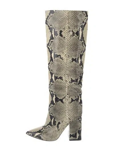 Pre-owned Paris Texas Embossed Leather Animal Print Boots In Neutrals