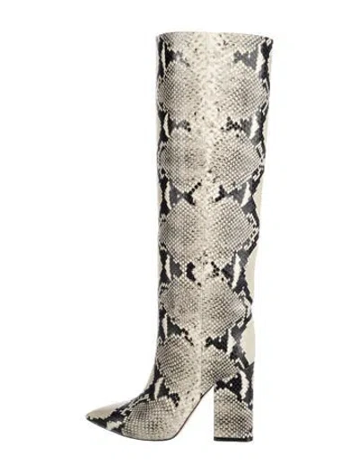 Pre-owned Paris Texas Embossed Leather Animal Print Boots In Neutrals