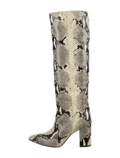 Pre-owned Paris Texas Embossed Leather Animal Print Boots In Neutrals