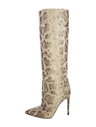 Pre-owned Paris Texas Embossed Leather Animal Print Boots In Neutrals