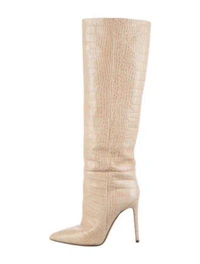Pre-owned Paris Texas Embossed Leather Animal Print Boots In Neutrals