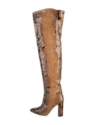 Pre-owned Paris Texas Embossed Leather Animal Print Boots In Neutrals