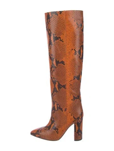 Pre-owned Paris Texas Embossed Leather Animal Print Boots In Orange