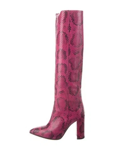 Pre-owned Paris Texas Embossed Leather Animal Print Boots In Pink