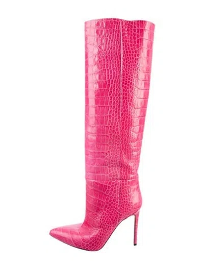 Pre-owned Paris Texas Embossed Leather Animal Print Boots In Pink