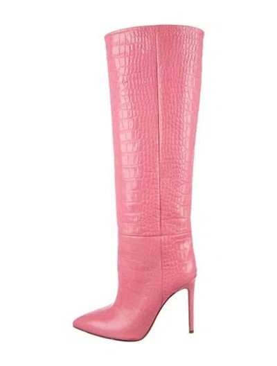 Pre-owned Paris Texas Embossed Leather Animal Print Boots In Pink