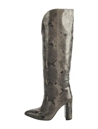 Pre-owned Paris Texas Embossed Leather Animal Print Boots In Pink