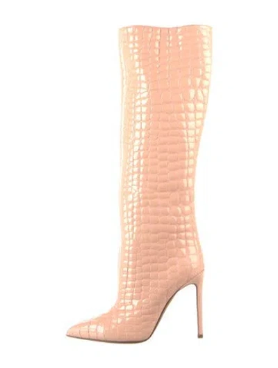 Pre-owned Paris Texas Embossed Leather Animal Print Boots In Pink