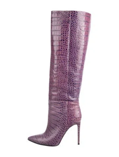 Pre-owned Paris Texas Embossed Leather Animal Print Boots In Purple