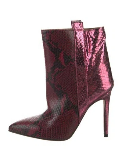 Pre-owned Paris Texas Embossed Leather Animal Print Boots In Red
