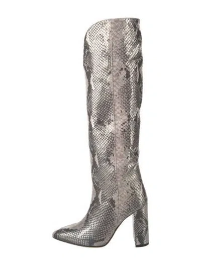 Pre-owned Paris Texas Embossed Leather Animal Print Boots In Silver