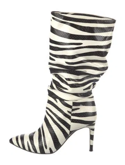 Pre-owned Paris Texas Embossed Leather Animal Print Boots In White
