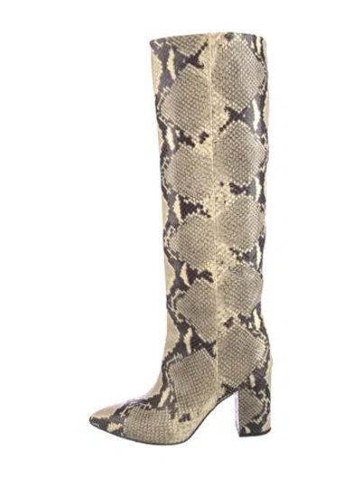 Pre-owned Paris Texas Embossed Leather Animal Print Boots In White
