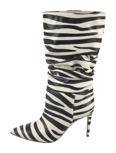 Pre-owned Paris Texas Embossed Leather Animal Print Boots In White