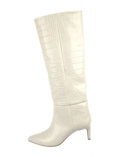 Pre-owned Paris Texas Embossed Leather Animal Print Boots In White