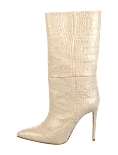 Pre-owned Paris Texas Embossed Leather Animal Print Boots In Yellow