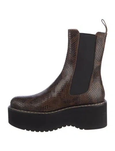 Pre-owned Paris Texas Embossed Leather Animal Print Chelsea Boots In Brown