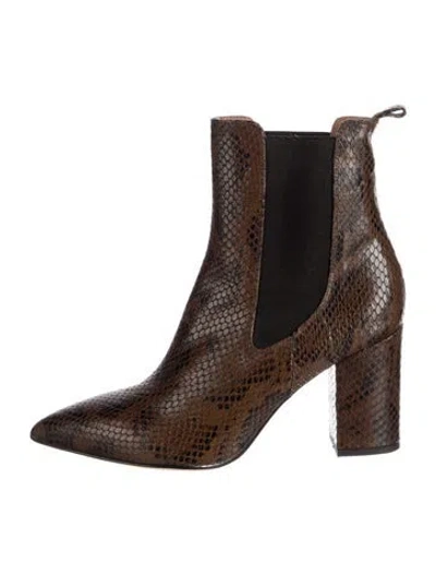 Pre-owned Paris Texas Embossed Leather Animal Print Chelsea Boots In Brown/neutrals