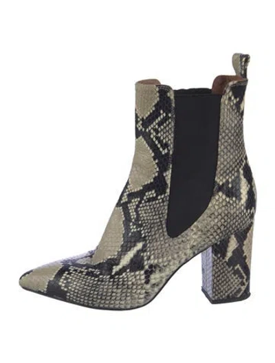 Pre-owned Paris Texas Embossed Leather Animal Print Chelsea Boots In Neutral