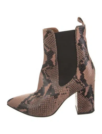 Pre-owned Paris Texas Embossed Leather Animal Print Chelsea Boots In Neutral