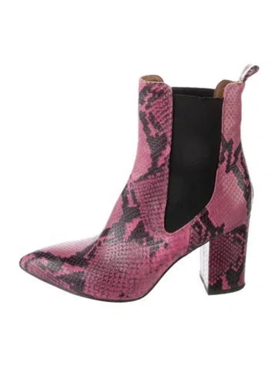 Pre-owned Paris Texas Embossed Leather Animal Print Chelsea Boots In Pink
