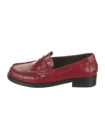 Pre-owned Paris Texas Embossed Leather Animal Print Pumps In Red