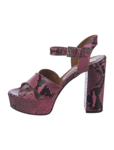 Pre-owned Paris Texas Embossed Leather Animal Print Sandals In Black/pink