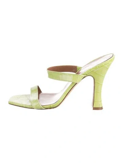 Pre-owned Paris Texas Embossed Leather Animal Print Sandals In Green