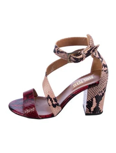 Pre-owned Paris Texas Embossed Leather Animal Print Sandals In Multi
