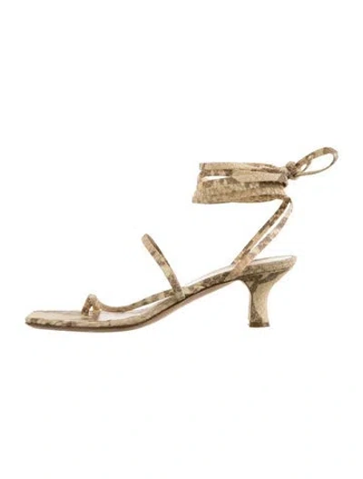 Pre-owned Paris Texas Embossed Leather Animal Print Sandals In Neutrals