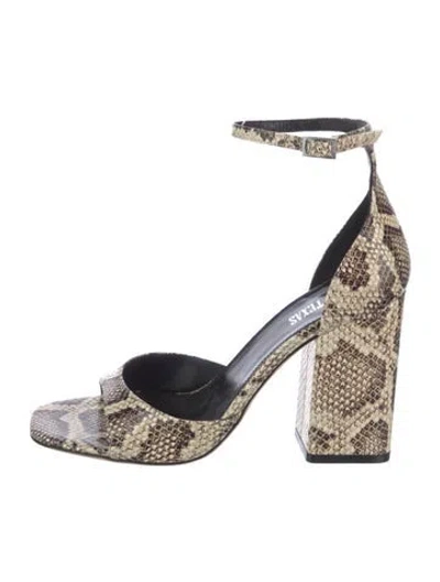 Pre-owned Paris Texas Embossed Leather Animal Print Sandals In Neutrals