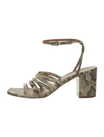 Pre-owned Paris Texas Embossed Leather Animal Print Sandals In Yellow