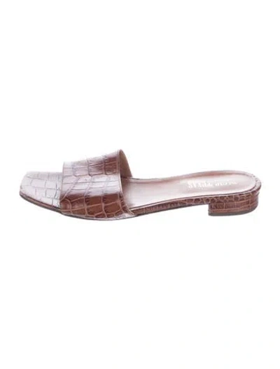 Pre-owned Paris Texas Embossed Leather Animal Print Slides In Multicolor