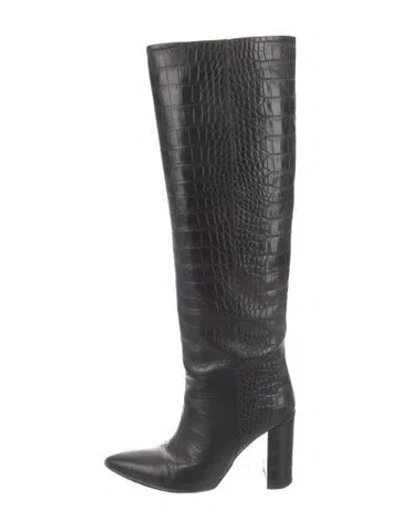 Pre-owned Paris Texas Embossed Leather Boots In Black