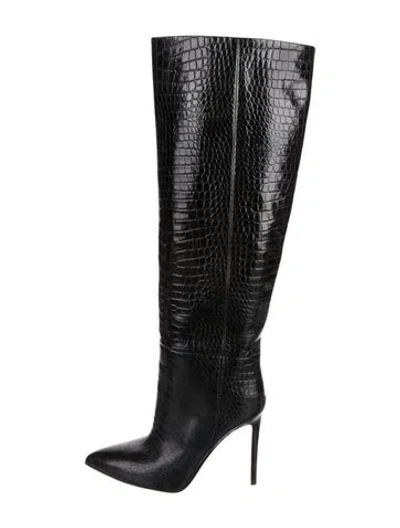 Pre-owned Paris Texas Embossed Leather Boots In Black