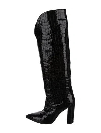 Pre-owned Paris Texas Embossed Leather Boots In Black