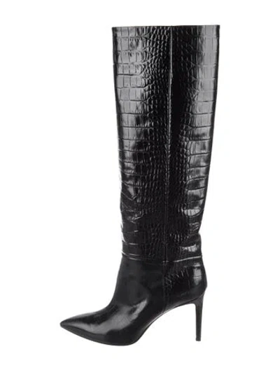 Pre-owned Paris Texas Embossed Leather Boots In Black