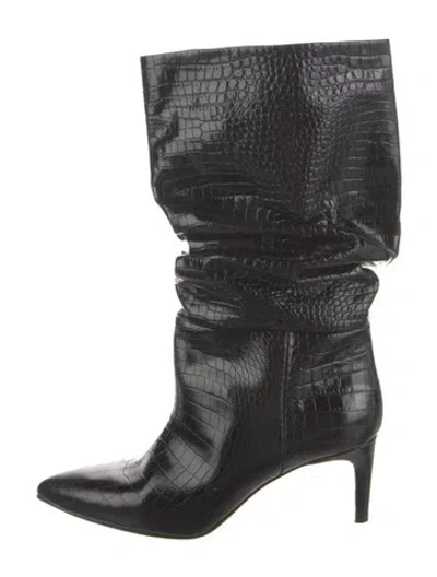 Pre-owned Paris Texas Embossed Leather Boots In Black