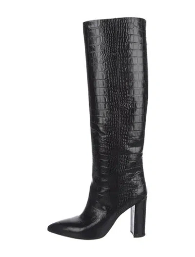 Pre-owned Paris Texas Embossed Leather Boots In Black