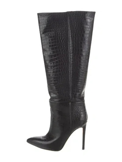 Pre-owned Paris Texas Embossed Leather Boots In Black