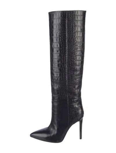 Pre-owned Paris Texas Embossed Leather Boots In Black