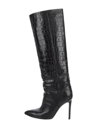 Pre-owned Paris Texas Embossed Leather Boots In Black