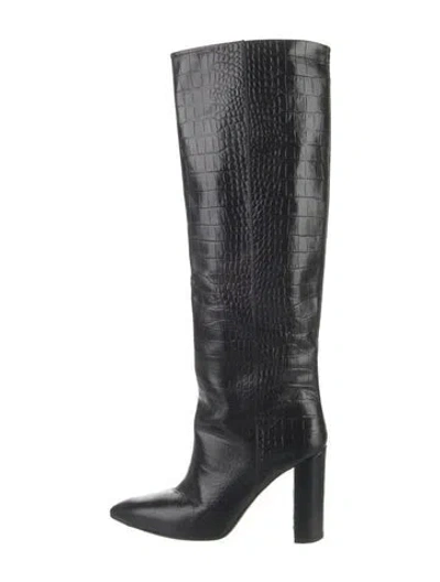 Pre-owned Paris Texas Embossed Leather Boots In Black