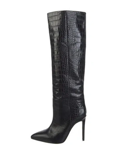 Pre-owned Paris Texas Embossed Leather Boots In Black
