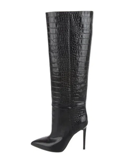 Pre-owned Paris Texas Embossed Leather Boots In Black