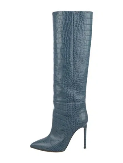Pre-owned Paris Texas Embossed Leather Boots In Blue
